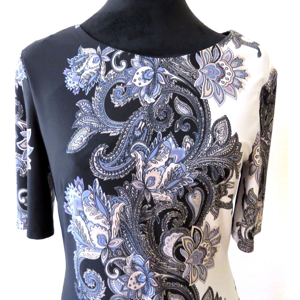 Nicole Miller Studio Paisley Print Column Midi Dress Size 8 EUC - Picture 2 of 10